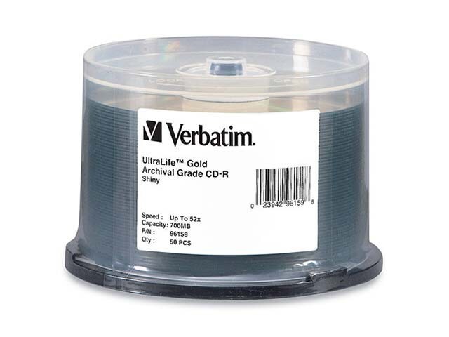 Verbatim UltraLife Archival Grade 700MB 52X CD R Discs Gold 50 Pack