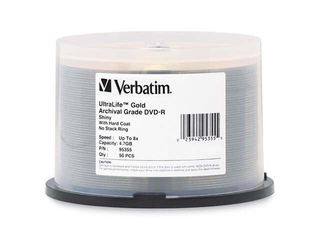 Verbatim UltraLife Archival Grade 4.7GB 16X DVD R Discs Gold 50 Pack