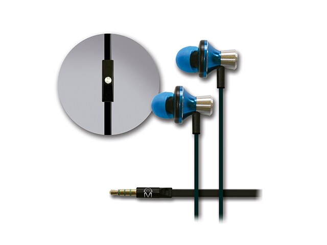 Mental Beats Metal Earbuds with In line Controls and Mic Blue