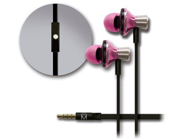 Mental Beats Metal Earbuds with In line Controls and Mic Pink