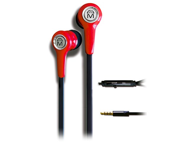 Mental Beats Xtatic Earbuds with In line Controls and Mic Red