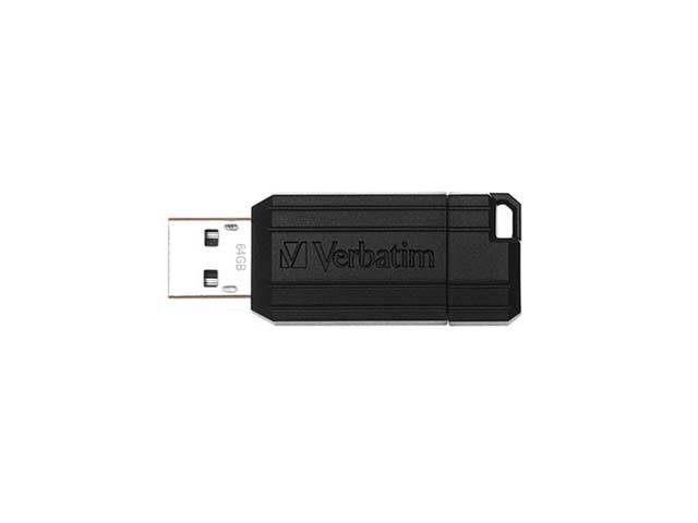 Verbatim PinStripe 64GB USB 2.0 Flash Drive Black