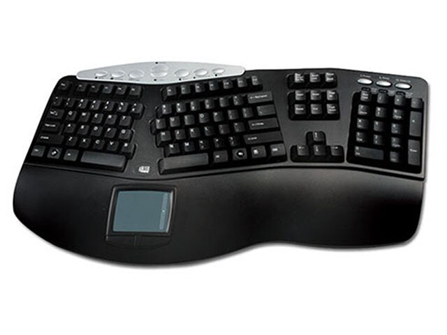 Adesso PCK 308UB Tru Form Pro Contoured Ergonomic USB Keyboard with Built in Touchpad Black