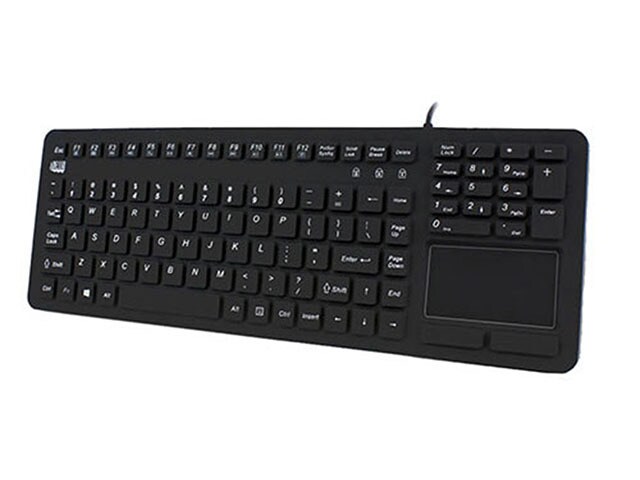 Adesso AKB 270UB SlimTouch Waterproof Antimicrobial Touchpad USB Keyboard Black