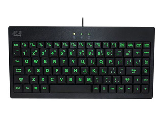 Adesso AKB 110EB SlimTouch 3 Colour Illuminated USB Mini Keyboard Black