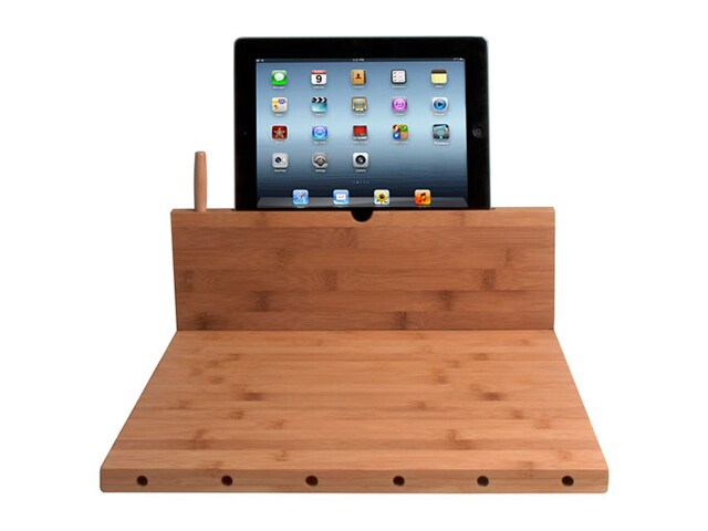 CTA Digital Bamboo Cutting Board with Knife Storage and iPad Stand