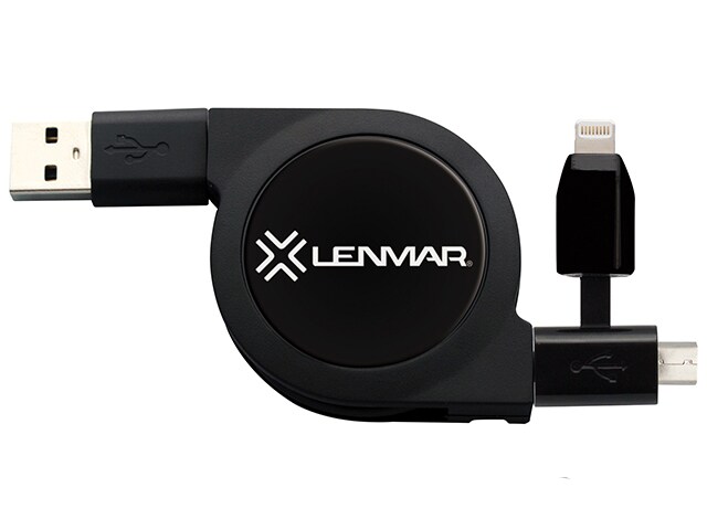 Lenmar CARTLMK Retractable Micro USB Cable with Lightning Adapter Tip