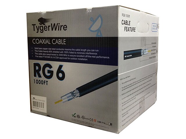 TygerWire RG6521000BO 304.8m 1000â€™ RG6 Coaxial Cable Black