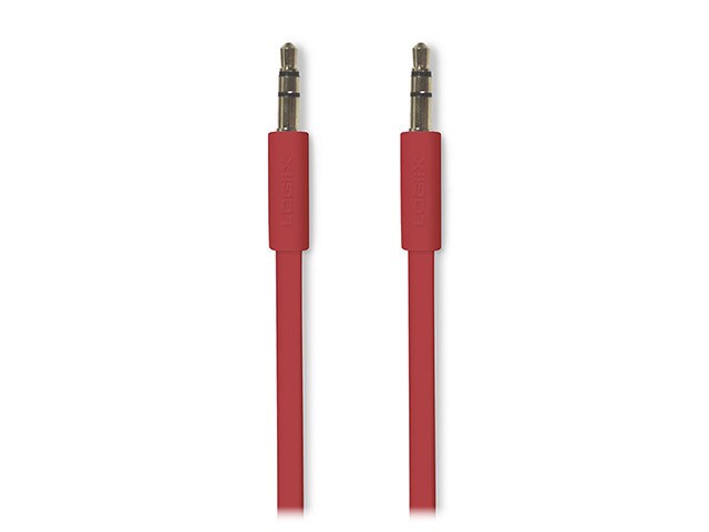 Logiix LGX 10566 1.5m 4.9â€™ Flat Flex 3.5mm Auxiliary Cable Red