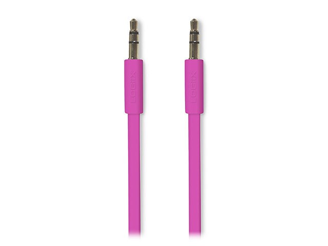 Logiix LGX 10877 1.5m 4.9â€™ Flat Flex 3.5mm Auxiliary Cable Pink