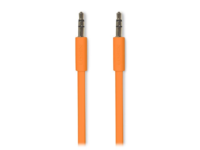 Logiix LGX 10567 1.5m 4.9â€™ Flat Flex 3.5mm Auxiliary Cable Orange