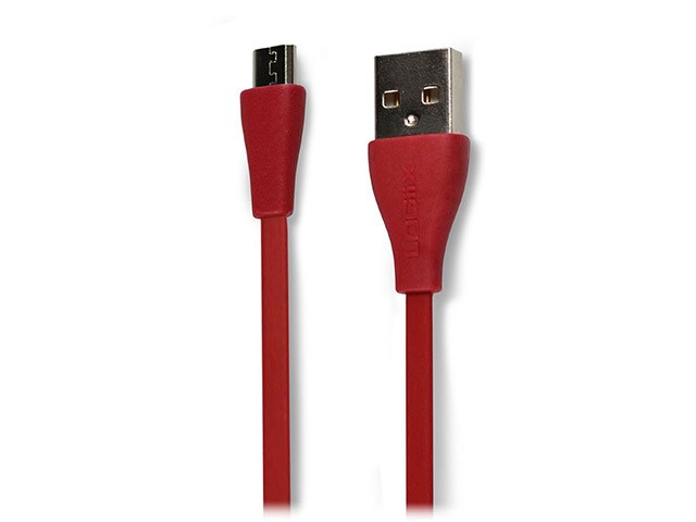 Logiix LGX 10571 1.5m 4.9â€™ Flat Flex Micro USB Charging Cable Red