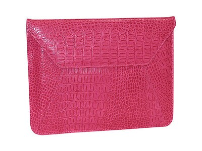 Buxton Crackle Crocodile Print Tablet Clutch for 10” Tablet - Pink