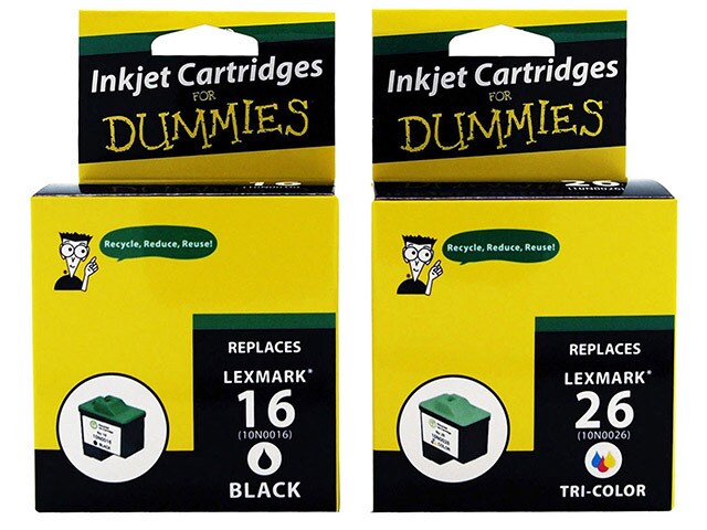 Ink For Dummies DL 16 26 2PK Remanufactured Ink Cartridges for Lexmark Multi Colour 2 Pack