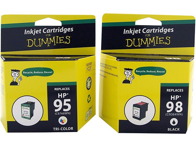 Ink For Dummies DH 95 98 2PK Remanufactured Ink Cartridges for HP Multi Colour 2 Pack