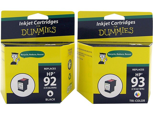 Ink For Dummies DH 92 93 2PK Remanufactured Ink Cartridges for HP Multi Colour 2 Pack