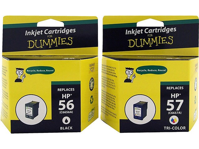 Ink For Dummies DH 56 57 2PK Remanufactured Ink Cartridges for HP Multi Colour 2 Pack