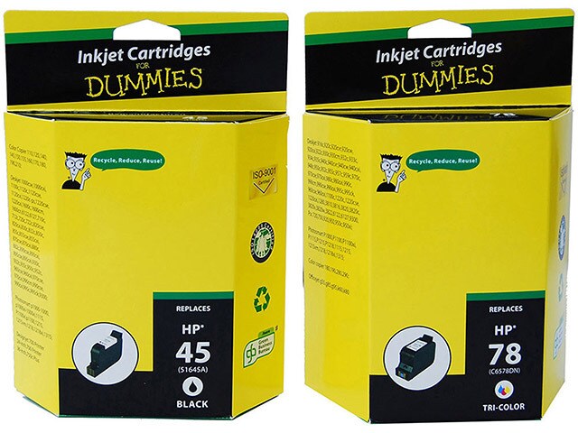 Ink For Dummies DH 45 78 2PK Remanufactured Ink Cartridges for HP Multi Colour 2 Pack