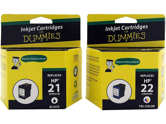 Ink For Dummies DH 21 22 Remanufactured Ink Cartridges for HP Multi Colour 2 Pack