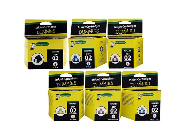 Ink For Dummies DH 02BK CL VAL Ink Cartridges for HP Multi Colour 6 Pack