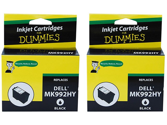 Ink For Dummies DD MK992HY 2PK Remanufactured Ink Cartridges for Dell Black 2 Pack