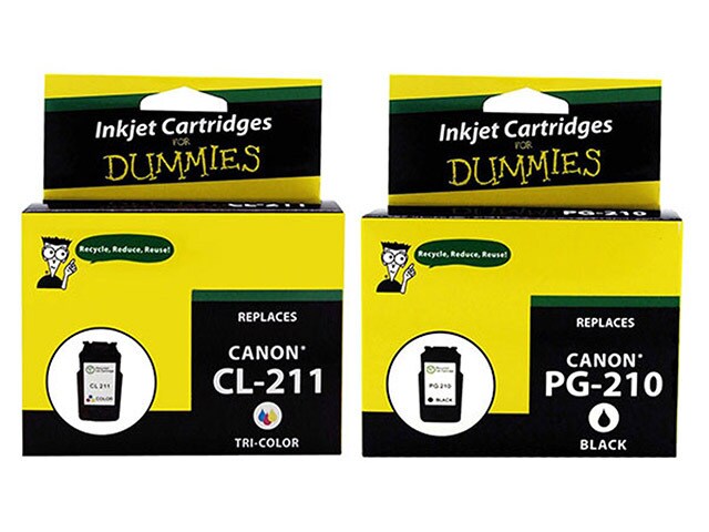 Ink For Dummies DC PG210 CL211 Compatible Ink Cartridges for Canon Black Tri Colour 2 Pack