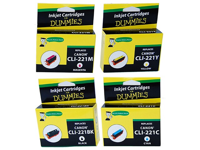 Ink For Dummies DC CLI221 Remanufactured Ink Cartridges for Canon Multi Colour 4 Pack