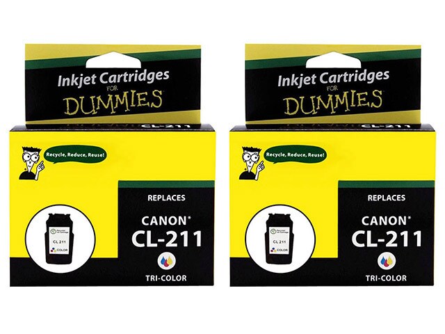 Ink For Dummies DC CL211 Remanufactured Ink Cartridges for Canon Tri Colour 2 Pack
