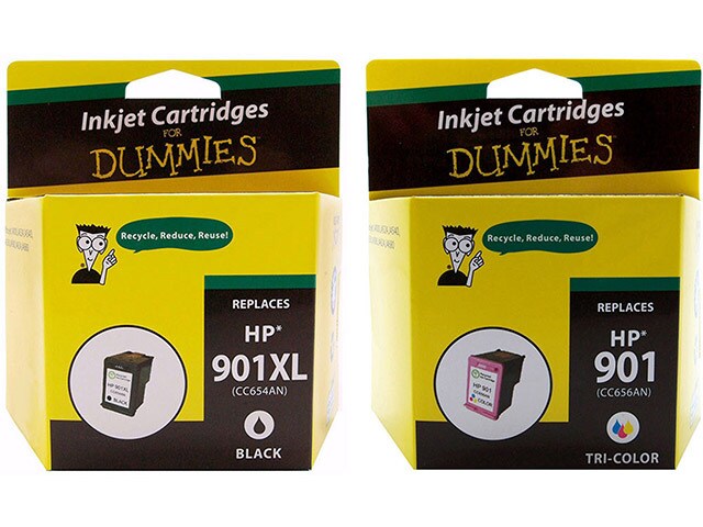 Ink For Dummies DH 901XLBK CL VAL Remanufactured Ink Cartridge for HP Multi Colour 2 Pack