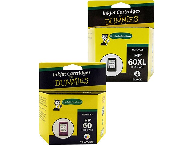 Ink For Dummies DH 60XLBK CL VAL Remanufactured Ink Cartridges for HP Multi Colour 2 Pack
