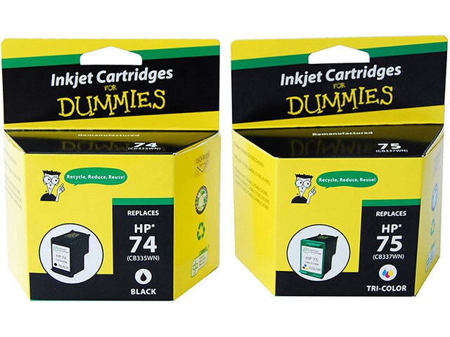 Ink For Dummies DH 74 75 2PK Remanufactured Ink Cartridge for HP Multi Colour 2 Pack