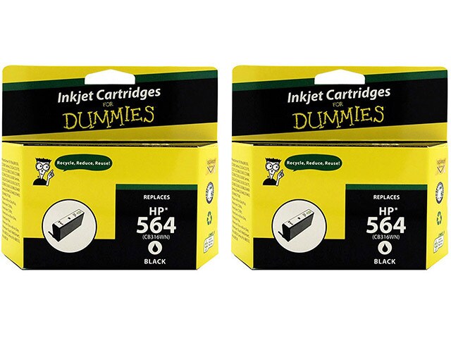 Ink For Dummies DH 564BK 2PK Remanufactured Ink Cartridges for HP Black 2 Pack