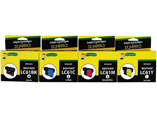 Ink For Dummies DB LC61 4PK Remanufactured Ink Cartridges for Brother Multi Colour 4 Pack