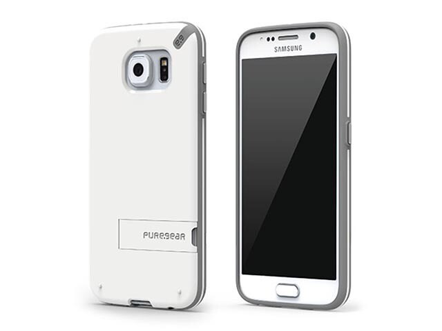 PureGear Slim Shell Protective Case with Kickstand for Samsung Galaxy S6 White Grey