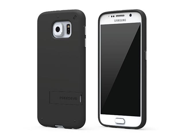 PureGear Slim Shell Protective Case with Kickstand for Samsung Galaxy S6 Black