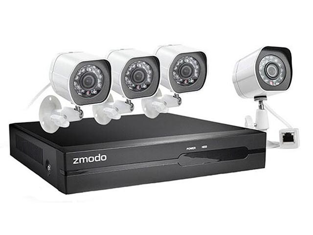 Zmodo CA SS87DAB4 S Outdoor Day Night Wi Fi 4 Channel Security System with 4 Weatherproof Cameras