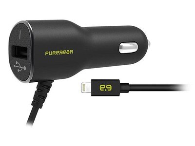 PureGear 60545PG 2A Lightning & USB Car Charger - Black