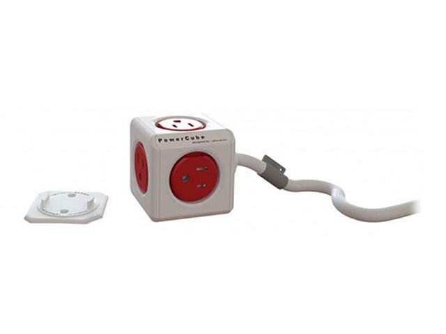 Allocacoc 4300USEXPC 1.5m 5â€™ PowerCube Original 5 Outlet Power Bar Red