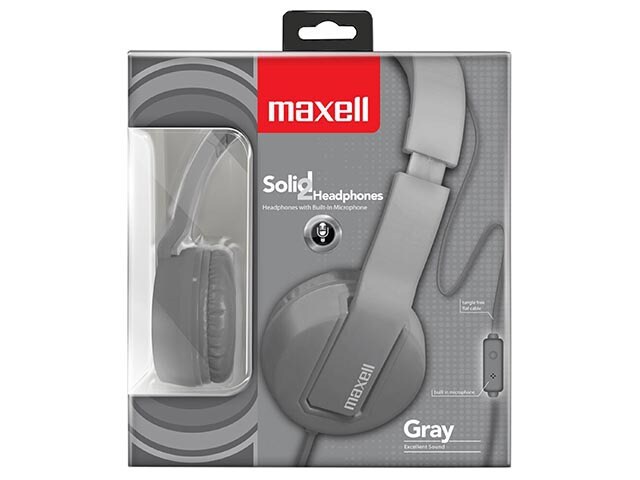Maxell Solid On Ear Headphones with In Line Controls Grey