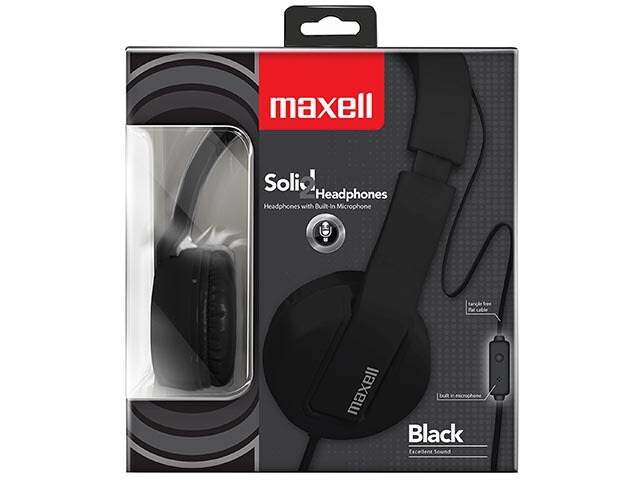 Maxell Solid On Ear Headphones with In Line Controls Black