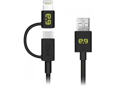 PureGear 99568PG 1.2m (4’) 2-in-1 Charge Sync Micro USB/ Lightning Cable - Black