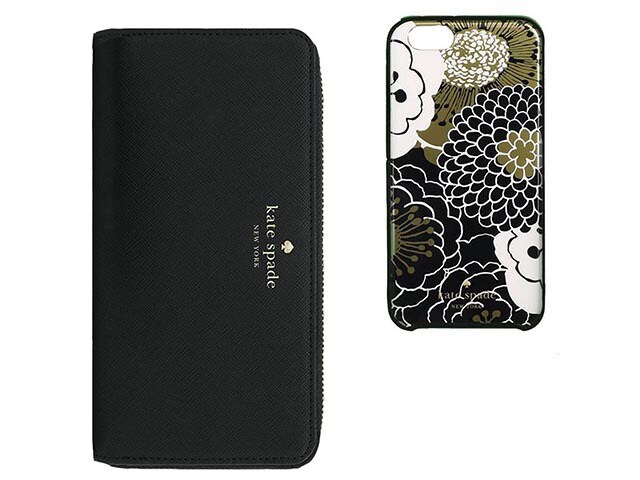 Kate Spade New York Gift Set Hybrid Hardshell Case with Zip Wristlet for iPhone 6 6s Festive Floral Black