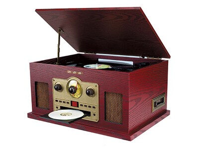 SYLVANIA 5-in-1 Turntable Radio - Vintage Wood