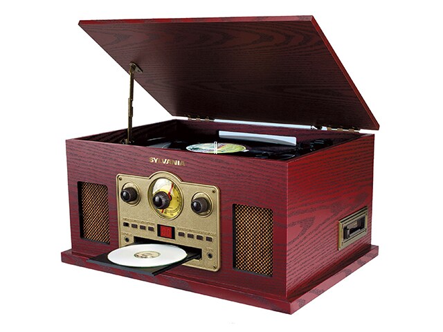 SYLVANIA 5 in 1 Turntable Radio Vintage Wood