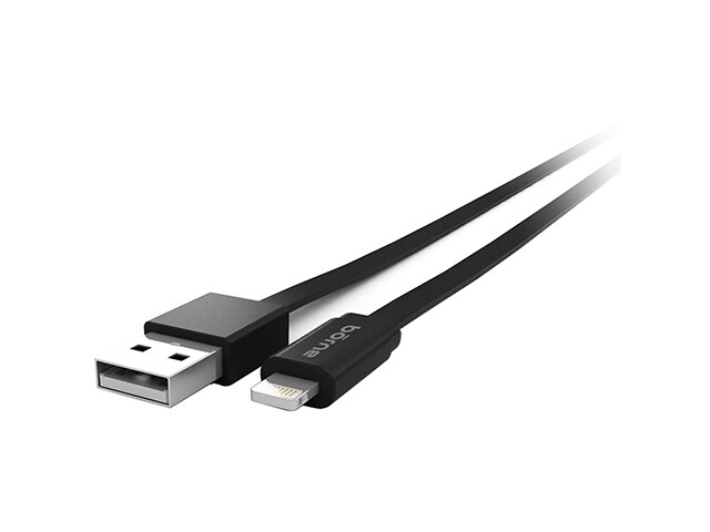 Borne LTGCBL 1m 3â€™ Lightning Charge Sync Flat Cable Black