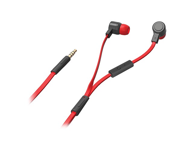 Borne High Fidelity Earbuds with Microphone Black Red