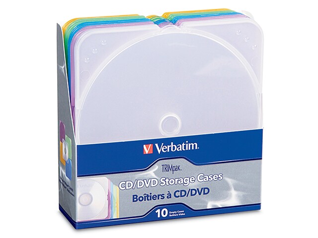 Verbatim CD DVD TRIMpak Cases 10 Pack Assorted Colors