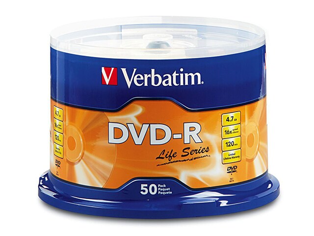 Verbatim DVD R 4.7GB 16X Spindle Life Series 50 Pack
