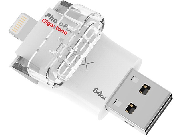 Gigastone Photo Fast Max 64GB Lightning to USB 3.0 Flash Drive White
