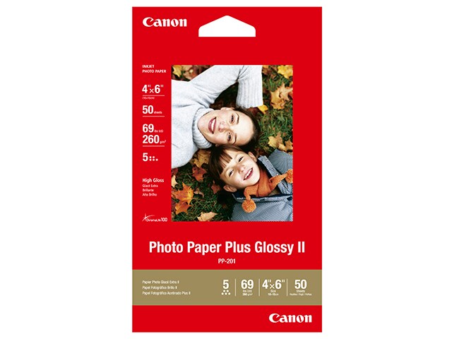 Canon PP 201 Photo Paper Plus Glossy II 4â€� x 6â€� 50 sheets